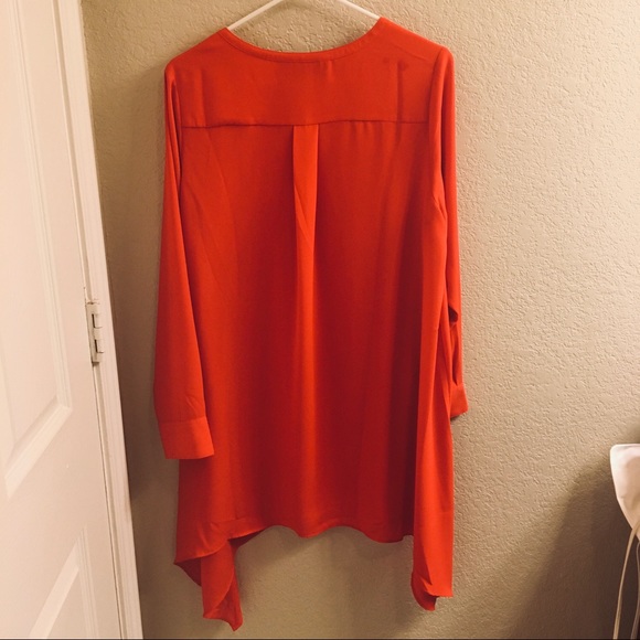 Poppin Red Long Sleeve Shirt Dress - Picture 3 of 3